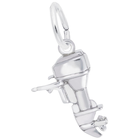 Outboard Motor Charm In 14K White Gold