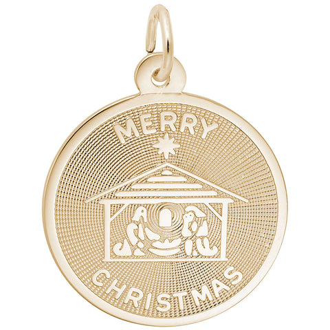 Merry Christmas Charm in Yellow Gold Plated