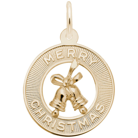 Merry Christmas Charm In Yellow Gold