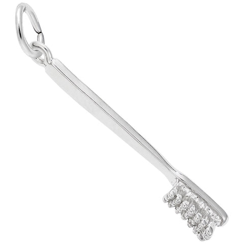 Toothbrush Charm In 14K White Gold