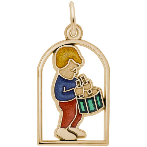 Drummers Drumming Charm in Yellow Gold Plated
