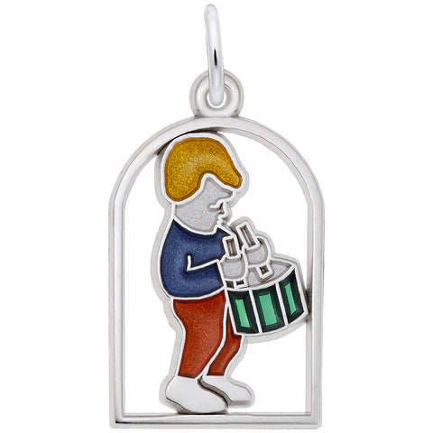 Drummers Drumming Charm In Sterling Silver