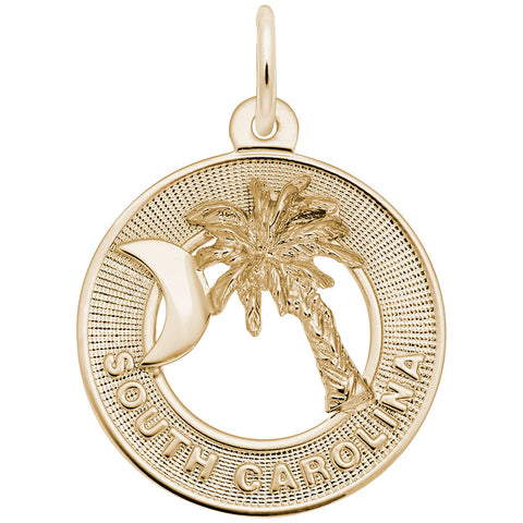 Palmetto Crescent Moon Charm In Yellow Gold
