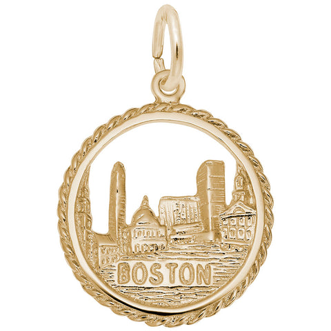 Boston Skyline Charm in Yellow Gold Plated