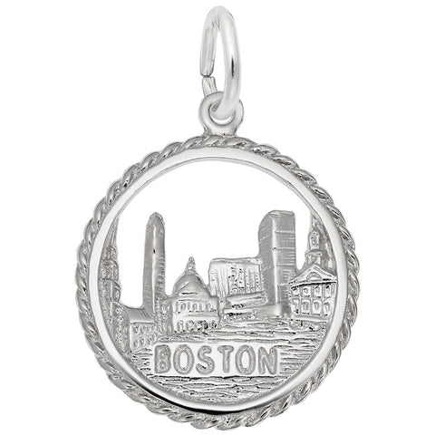 Boston Skyline Charm In Sterling Silver