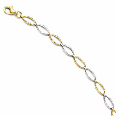 14K Two Tone Diamond-Cut Bracelet