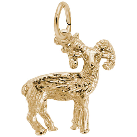 Big Horn Sheep Charm in Yellow Gold Plated