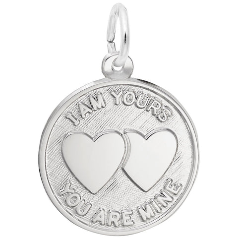 I Am Yours Hearts Charm In 14K White Gold