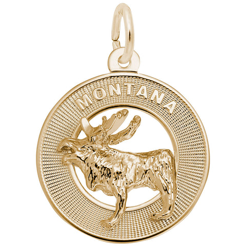 Montana Moose Charm in Yellow Gold Plated