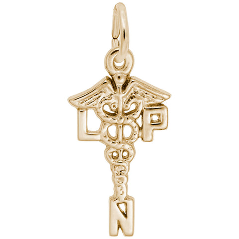 Licensed Practical Nurse Charm in Yellow Gold Plated