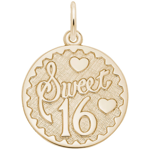 Sweet 16 Charm in Yellow Gold Plated