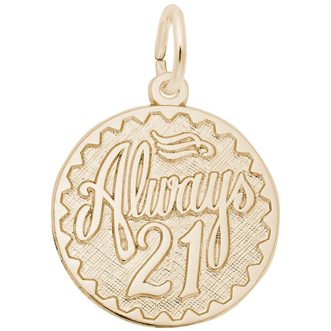 Always 21 Charm in Yellow Gold Plated