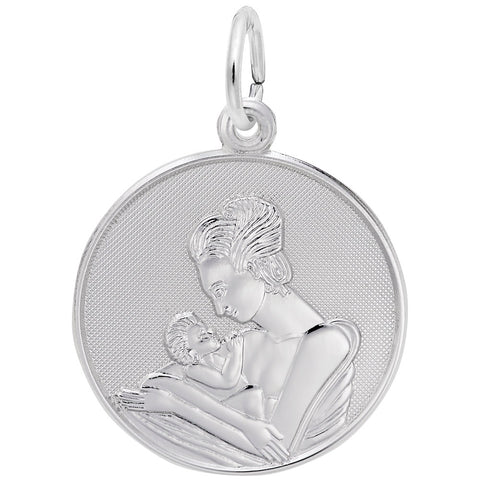 Mom And Baby Charm In Sterling Silver
