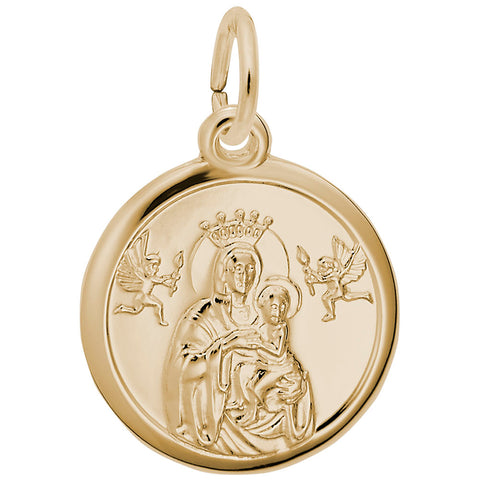 Madonna And Child Charm In Yellow Gold