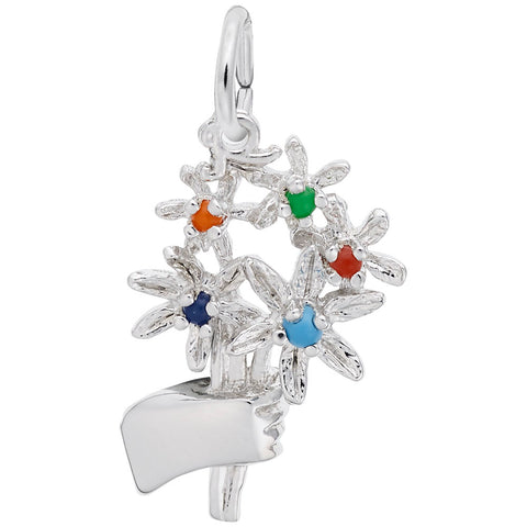 Bouquet Charm In 14K White Gold