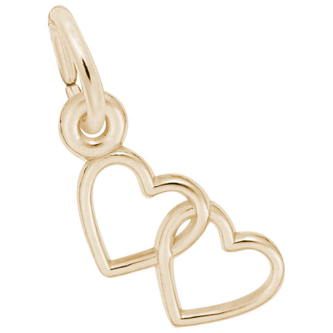 2 Hearts Charm in Yellow Gold Plated