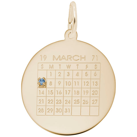 Calendar Charm in Yellow Gold Plated