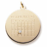 Calendar W/Diamond charm in Yellow Gold Plated hide-image