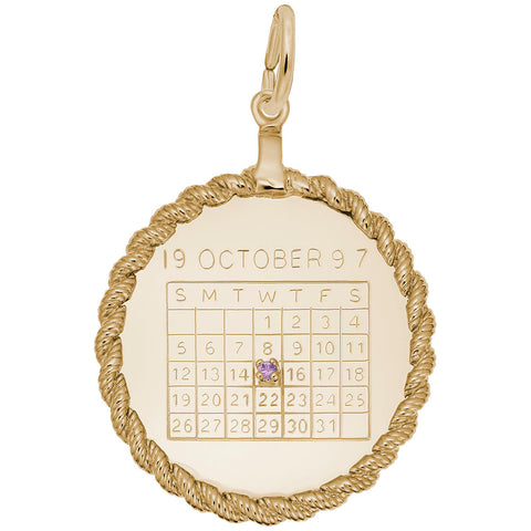 8339-Calendar Charm in Yellow Gold Plated
