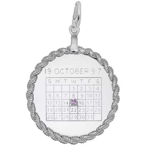 8339-Calendar Charm In 14K White Gold