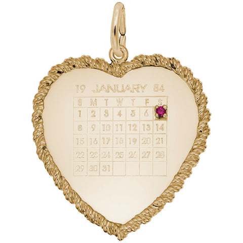 Calendar Charm in Yellow Gold Plated