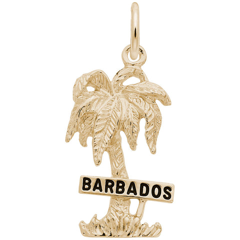 Barbados Palm W/Sign Charm in Yellow Gold Plated