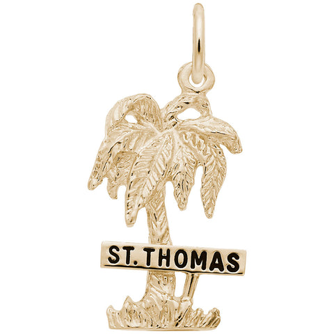 St Thomas Palm W/Sign Charm In Yellow Gold