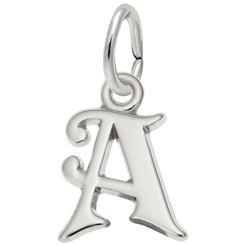 Initial A Charm In 14K White Gold
