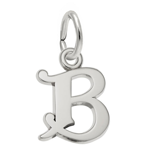 Initial B Charm In Sterling Silver