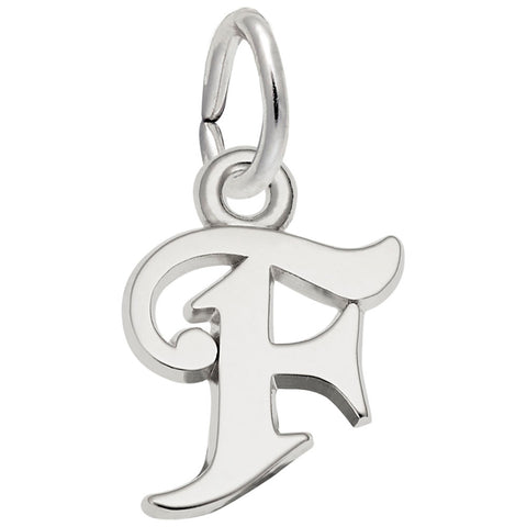 Initial F Charm In Sterling Silver