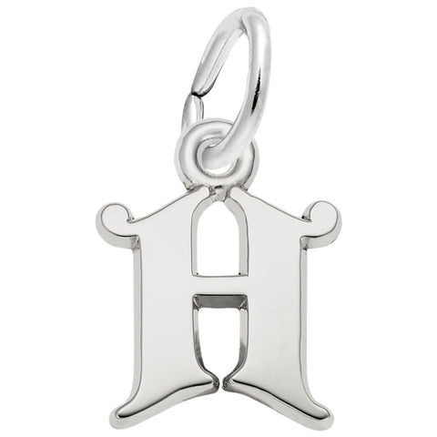 Initial H Charm In 14K White Gold