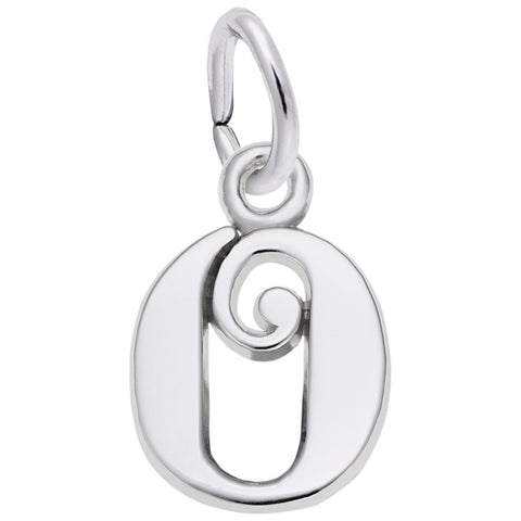 Initial O Charm In 14K White Gold