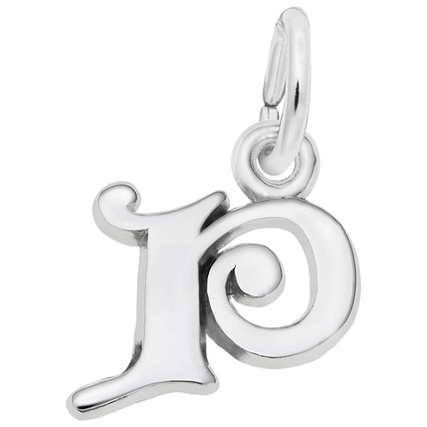 Initial P Charm In 14K White Gold