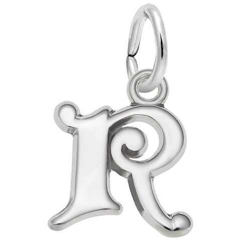Initial R Charm In 14K White Gold