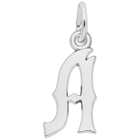Initial A Charm In 14K White Gold