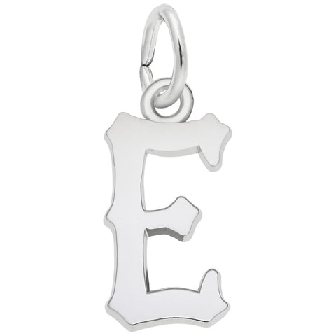 Initial E Charm In 14K White Gold
