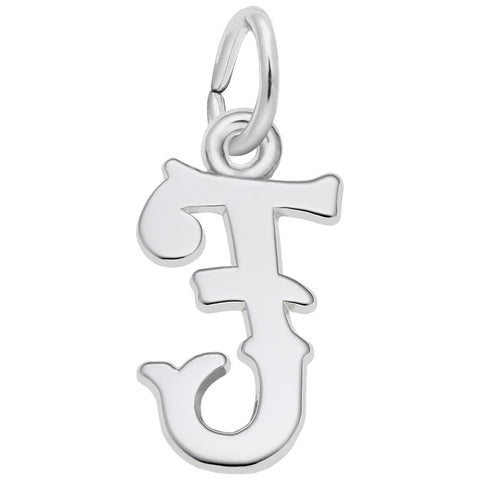 Initial F Charm In 14K White Gold