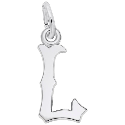 Initial L Charm In 14K White Gold