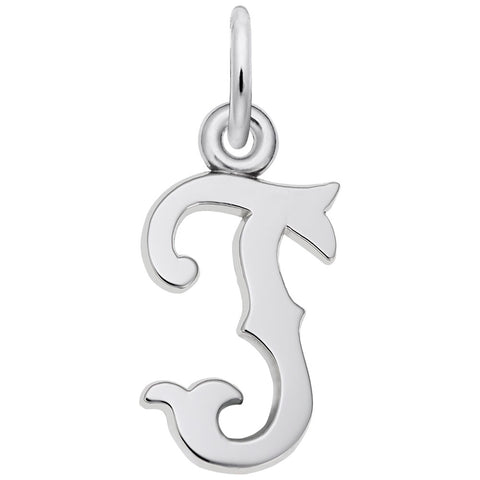 Initial T Charm In 14K White Gold