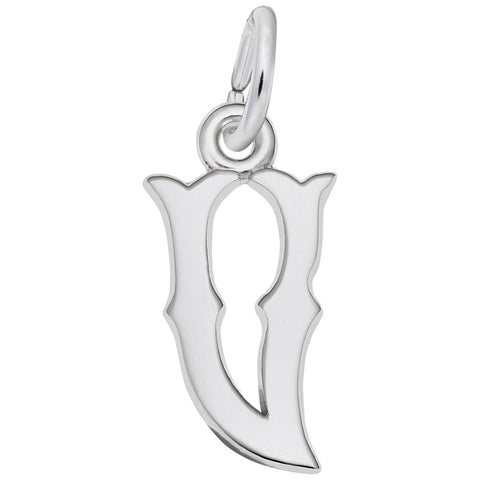 Initial V Charm In Sterling Silver