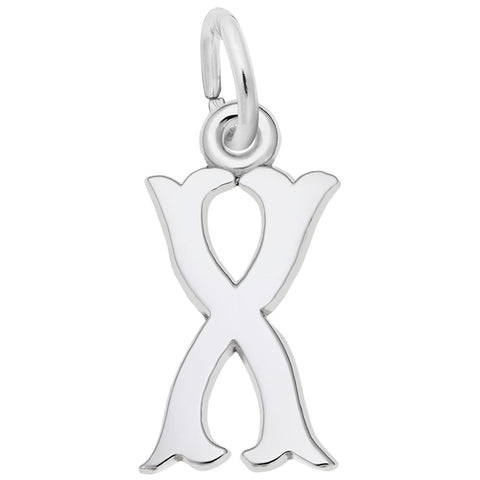 Initial X Charm In 14K White Gold