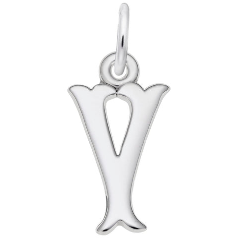 Initial Y Charm In 14K White Gold