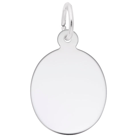 Oval Disc Charm In 14K White Gold