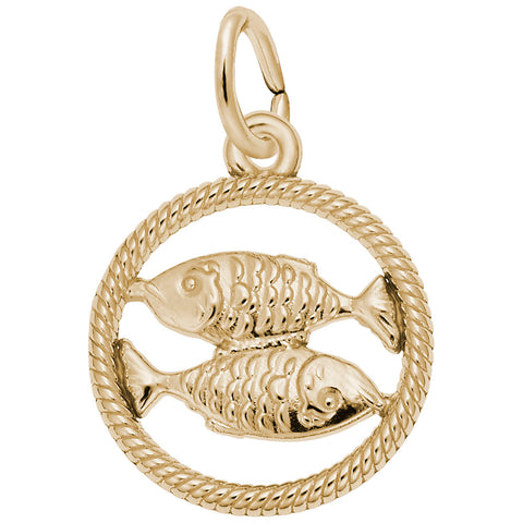 Pisces Charm in Yellow Gold Plated