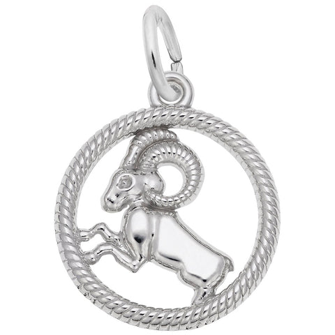 Aries Charm In 14K White Gold