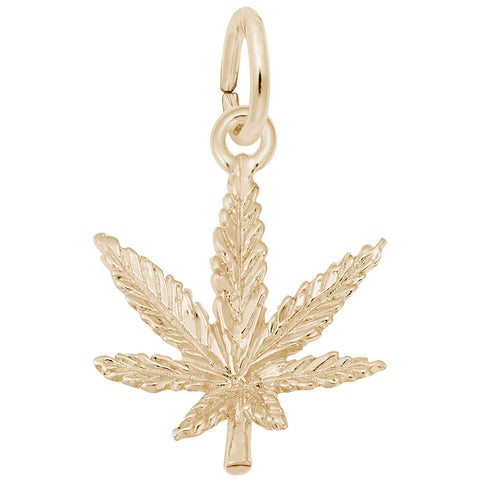 Marijuana Leaf Charm in Yellow Gold Plated