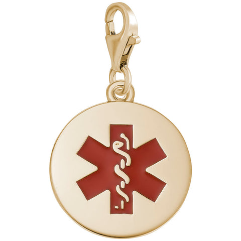Medical Symbol Charm in Yellow Gold Plated