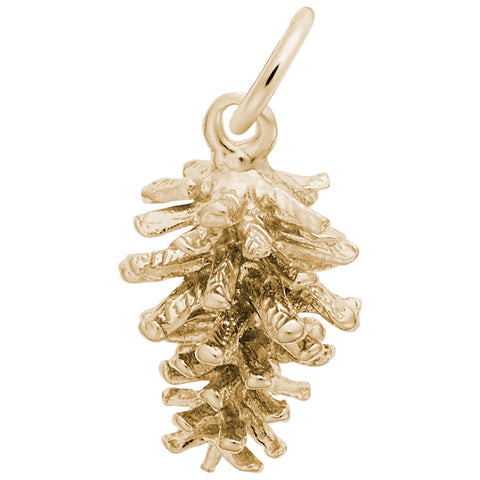 Pine Cone Charm in Yellow Gold Plated