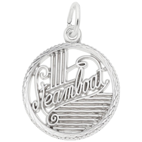 Steamboat Charm In 14K White Gold
