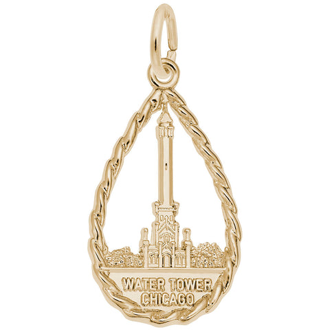 Water Tower, Chicago Charm in Yellow Gold Plated